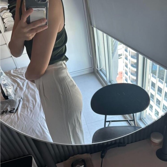 White wide leg trouser pants L - Picture 3 of 6